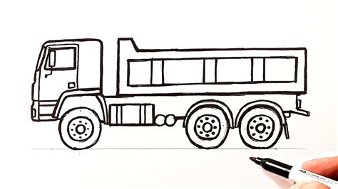 How to draw a dump truck easy - YouTube