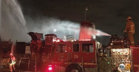 Firefighters Battle Large Pallet Yard Fire In City Of Industry - CBS ...