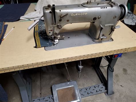 Durkopp-Adler Zig Zag Sewing Machine, with custom swing out binding edge attachment of 7/8 inch ...