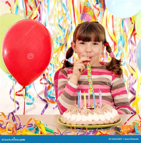 Little Girl on Birthday Party Stock Image - Image of little, beautiful ...