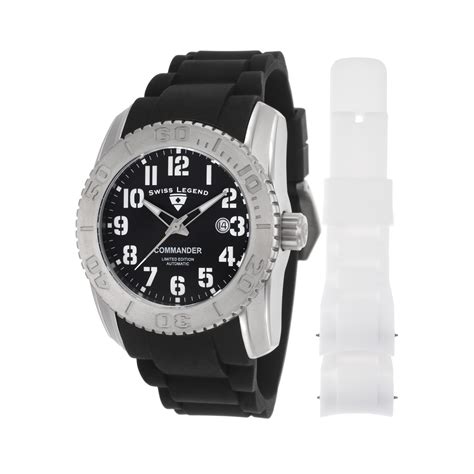 Swiss Legend Commander Automatic Black Silicone and Dial - Jewelry ...