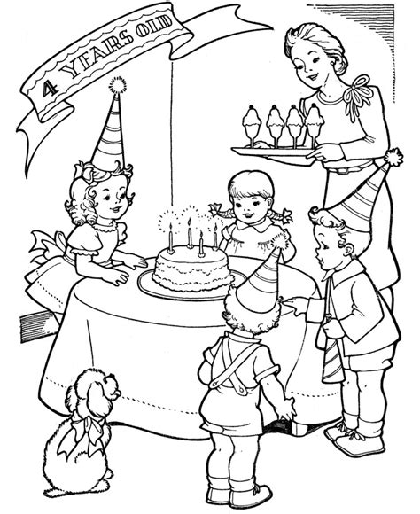 4 Year Old Birthday Party Coloring Page - Free Printable Coloring Pages ...