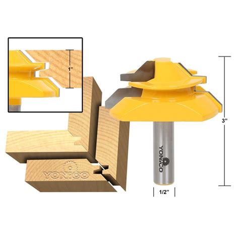 Joinery :: Miter Glue Joint :: Large Lock Miter Router Bit - 45 Degree - 1" Stock - 1/2" Shank ...