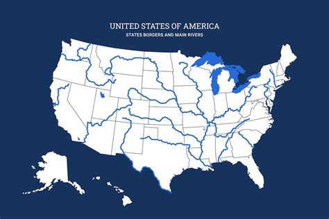 Premium Vector | Cartographic map of united states of america with rivers lakes and state lines