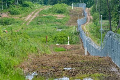 Lithuanian Border Fance on Lithuania - Russian Border Stock Photo ...