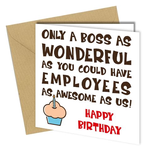 Wonderful Boss Birthday Card Awesome Employees Funny / Cheeky 441 - Etsy