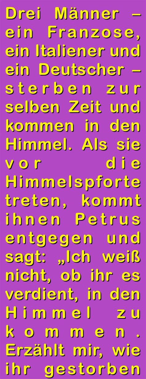 Witz des Tages: Deutscher beichtet Todesursache | Witz des tages, Deutsche witze, Witze