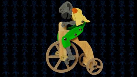 Monkey Riding Bike Wooden Toy 3D Model - YouTube