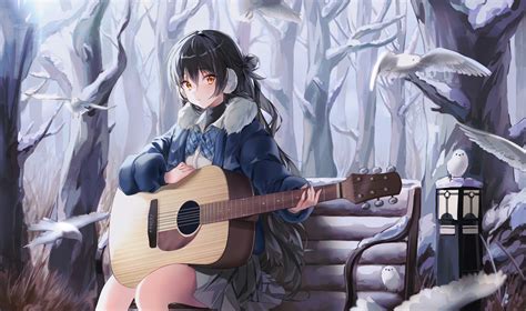 Anime Girl With Acoustic Guitar