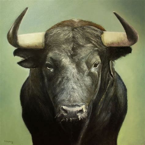 Pin by Shirly Ladin on Tattoos for men | Bull painting, Bull art, Animal paintings