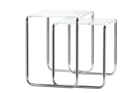 STACKABLE GLASS COFFEE TABLE B9 BY THONET | DESIGN MARCEL BREUER