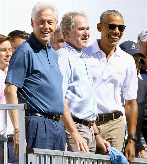 Obama, Bush and Clinton Play Golf at Presidents Cup