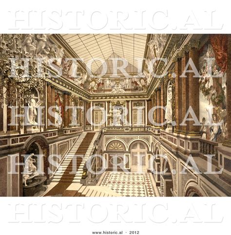 Historical Photochrom of the Interior of Herrenchiemsee Castle, Neues ...