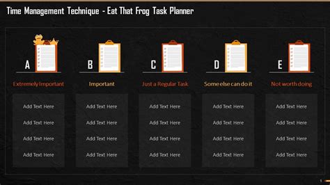 Task Planner For Eat That Frog Time Management Technique Training Ppt