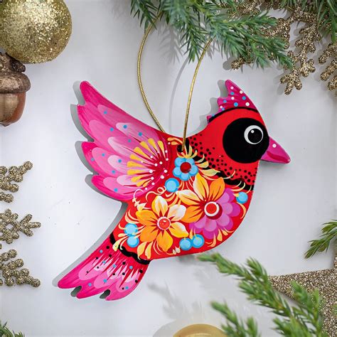 Red Cardinal Bird Christmas Ornaments Original Hand Painted - Etsy