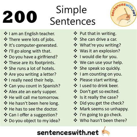 200 Simple Sentences Examples, Simple in a Sentence - SentencesWith.Net