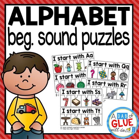 Alphabet Beginning Sound Puzzles - A Dab of Glue Will Do