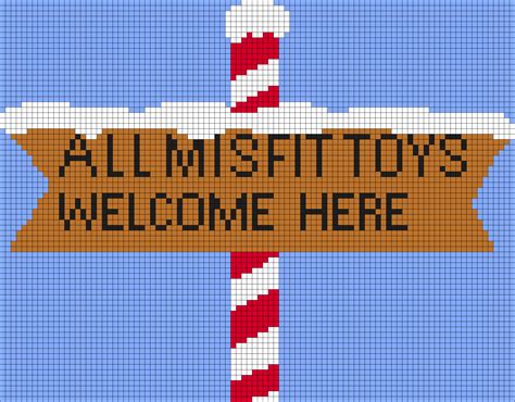 Island Of Misfit Toys Sign Perler Bead Pattern | Bead Sprites | Holidays Fuse Bead Patterns