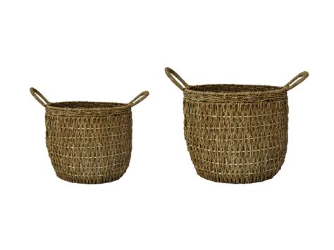Seagrass Lined Basket Set / Natural Finish - Pits Pots and Patios
