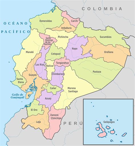 Mapa de Ecuador con sus provincias - Mapa de Ecuador