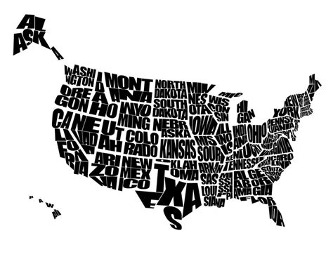 USA Word Map Typographical US Stencil Map Personalized - Etsy