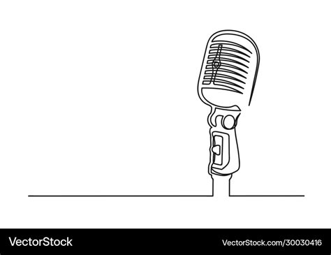 Continuous one line drawing a microphone Vector Image