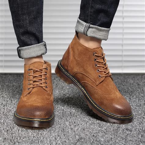 Genuine Leather Men's Ankle Boots Autumn Winter Fashion Men Martin ...