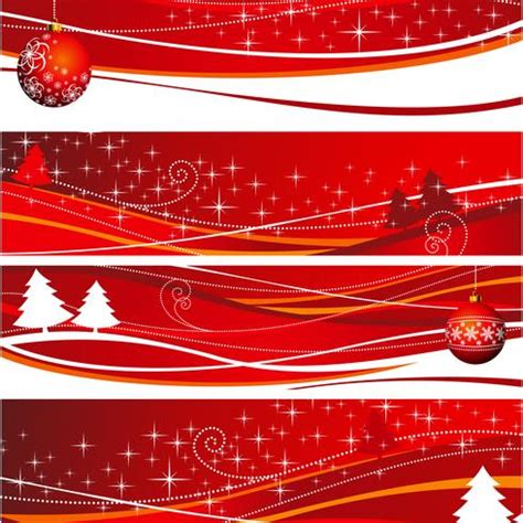 Four christmas banner illustration with red ball and tree. 346734 Vector Art at Vecteezy