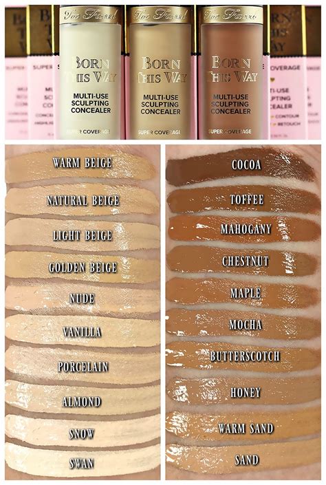 Too Faced Born This Way Super Coverage Multi-Use Sculpting Concealer Swatches Skin Makeup ...