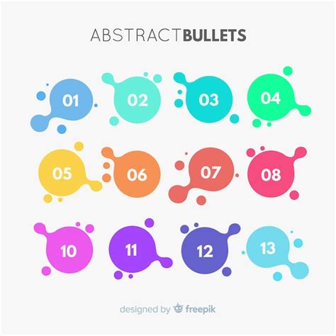 Abstract colorful bullet point collection | Free Vector