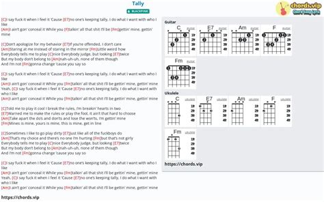 Hợp âm: Tally - cảm âm, tab guitar, ukulele - lời bài hát | chords.vip