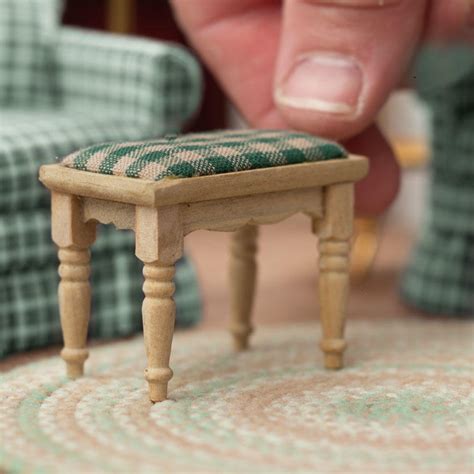 Dollhouse Miniature Unfinished Upholstered Stool - Living Room Miniatures - Dollhouse Miniatures ...