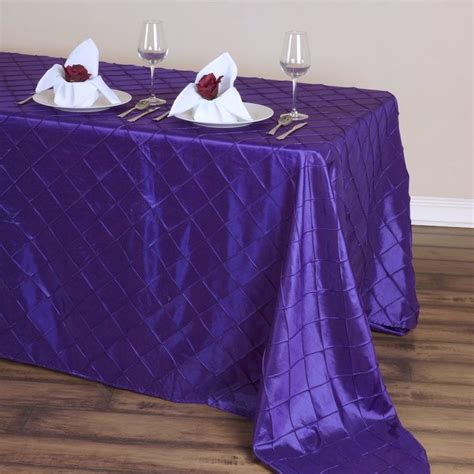 90" x 132" Purple Taffeta Pintuck Rectangular Tablecloth | Table cloth, Affordable table ...