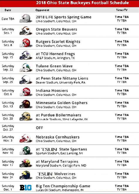 2018 OHIO STATE BUCKEYES FOOTBALL SCHEDULE. | Ohio state buckeyes ...