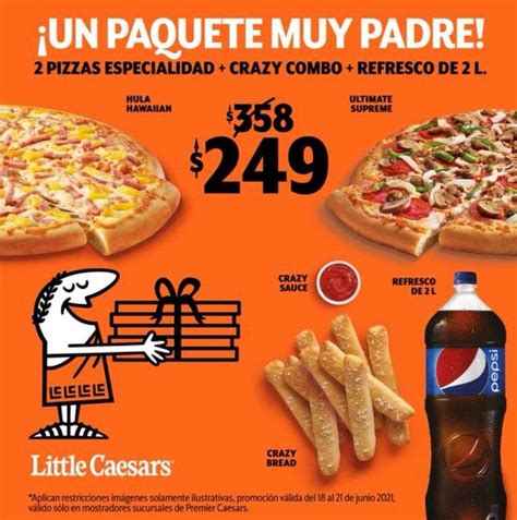 Little Caesars Premier: Paquete Muy Padre: 2 Pizzas Especialidad + Crazy Combo + Refresco 2 L ...