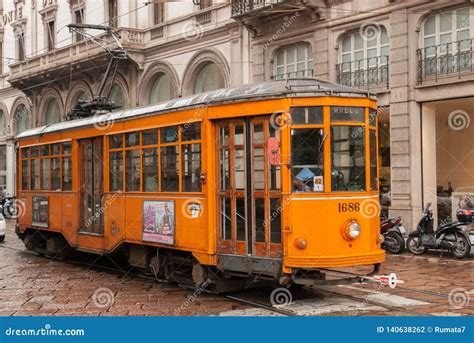 Old Traditional Tram on the Street of Milan Editorial Photography ...