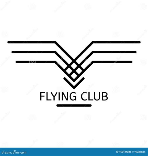 Flying Club Logo, Outline Style Stock Vector - Illustration of airline ...