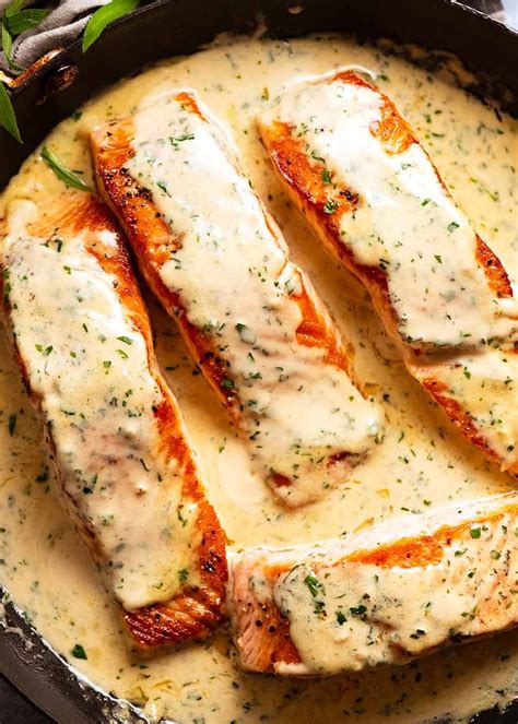 Salmon with Herb & Garlic Cream Sauce | RecipeTin Eats