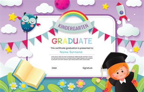 Kindergarten Graduation Certificate template 5768644 Vector Art at Vecteezy