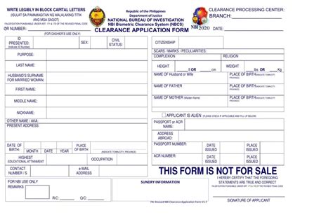 Nbi Clearance Form Fill Out Printable PDF Forms Online 22356 | The Best ...