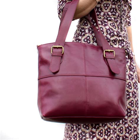 Purple Leather Handbag Tote