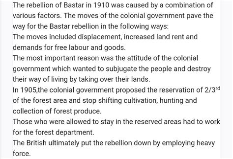 describe main causes of Bastar rebellion - Brainly.in