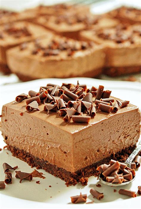 No Bake Chocolate Cheesecake Bars - Sweet Spicy Kitchen