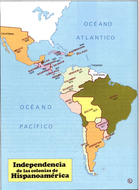 Historia para aburrir: MAPA DE INDEPENDENCIA DE AMÉRICA