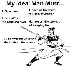 be a man mulan meme - Google Search | Homem ideal, Back in the 90s ...