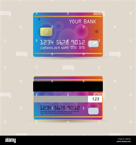 Set of Debit cards, Credit cards, and ATM cards. Front and back side Gradient template. Debit ...