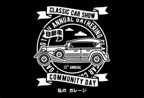 Classic Car Show vector t-shirt design template - Buy t-shirt designs