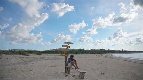 Premium Photo | Man alone enjoying beauty beach