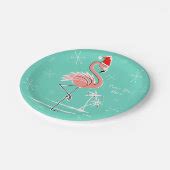 Christmas Flamingo Text paper plate | Zazzle