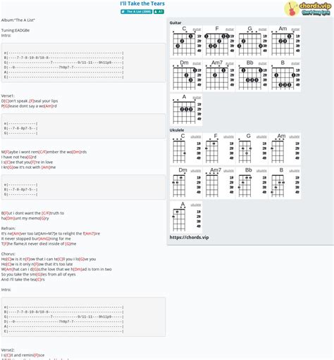 Chord: I'll Take the Tears - tab, song lyric, sheet, guitar, ukulele | chords.vip